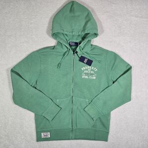 Polo Ralph Lauren Mens Medium Green Full Zip Hoodie Sweatshirt Bedford Graphic M